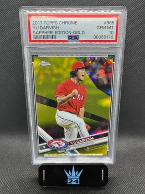 Yu Darvish 2017 Topps Chrome Sapphire Edition #665 Gold /5 PSA 10 Texas Rangers - Image 1 of 2