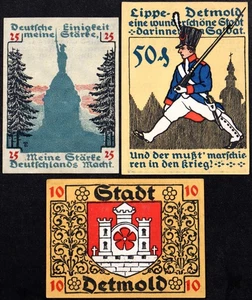 DETMOLD 1920 "Marching Soldier w/Bayonet Rifle" Complete Series German Notgeld - Picture 1 of 2