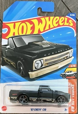 Hot Wheels '67 CHEVY C10 HW Hot Trucks 2/10 Mainline #21/250 черные - Изображение 1 из 2