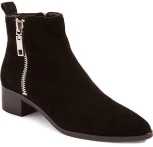 NIB Dolce Vita Marra Double Zip Onyx Black Suede Ankle Bootie Boots Size US 8.5 - Picture 1 of 12