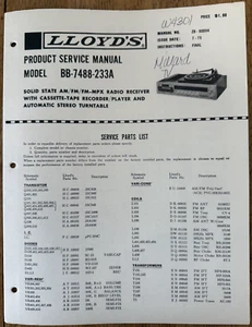RECEPTOR DE RADIO ESTÉREO TOCADISCOS LLOYD'S BB-7488-233A MANUAL DE SERVICIO ZD-90094 - Imagen 1 de 1