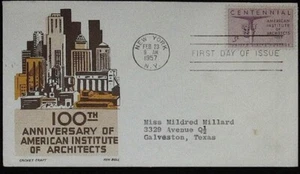 USA, SC #1089, ARCHITECTS, 1957, FIRST DAY COVER, CACHET CRAFT, KEN BOLL - Bild 1 von 1