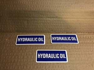 3 Hydraulic Oil Decal Blue Background White Letters 2-1/2" Length x 1" Wide - Picture 1 of 2