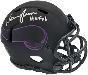 WARREN MOON AUTOGRAPHED VIKINGS ECLIPSE BLACK MINI HELMET HOF 06 MCS HOLO 197050 - Picture 1 of 7
