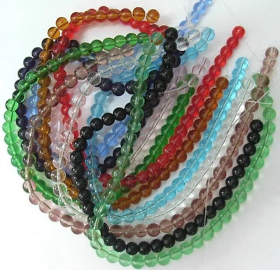 60-80cm Glasperlen 4-6 mm transparent glas beads rund Farbwahl - Bild 1 von 3