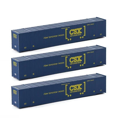 Evemodel 3pcs N Scale 53ft 1:160 Shipping Container 53' Cargo Box with Magets - Image 1 of 4
