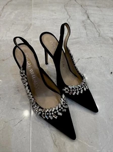 Stuart Weitzman 100 Premium Wildleder Kristall verzierter Pump Slingback $ 795 - Bild 1 von 14