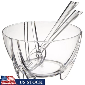 Acrylic Salad Bowl BPA-free Dishwasher Safe Large Capacity Stylish Leg Clear New - Picture 1 of 3