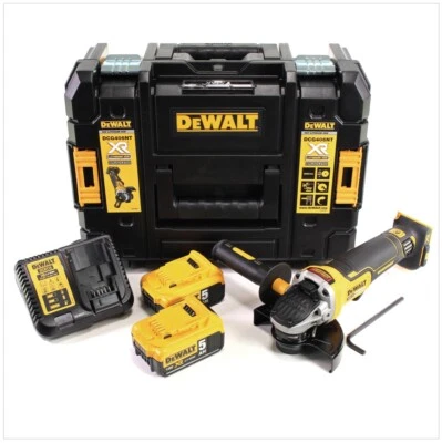 DeWalt DCG 406 P2 Akku Winkelschleifer 18V 125mm + 2x Akku 5,0Ah + Lader + TSTAK - Bild 1 von 4