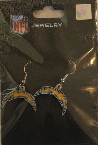 New San Diego Chargers Dangle Curved Bolt Earrings NFL Licensed Football League Cover