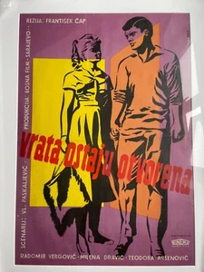 1959 Vintage Yugoslavia Avala Framed Film Poster "The Door Stays Open" Modernist - Picture 1 of 3