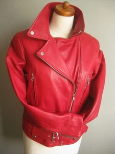 EACH OTHER BIKER JACKE rot Leder 10 8 medium Schafnappa weich sexy kurz - Bild 1 von 12