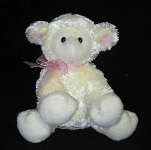 Gund Lamm federgebunden Plüschtier 6 Zoll Stofftier gelb rosa Fehler 36237 klein - Bild 1 von 6