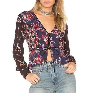 Blusa Floral Free People Way The World Turns Top Naxy Tie Busto Talla Pequeña - Imagen 1 de 9