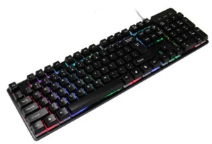 TASTIERA GAMING LED RETROILLUMINATA ILLUMINATA KEYBOARD USB DESKTOP PC COMPUTER - Foto 1 di 4
