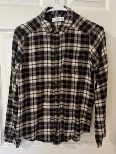 Abercrombie & Fitch Girls Flannel long sleeve Shirt Girls Size 13/14 Brown Black - Picture 1 of 11
