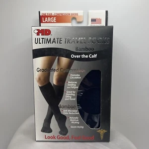 +MD plusMD Ultimate Calcetines de Viaje Bambú Sobre la Pantorrilla Graduación Compresión Navegación - Imagen 1 de 6