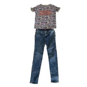 Primark Pink Camouflage Believe T- Shirt Old Navy Rockstar Jeggings Set Girls 10 - Picture 1 of 7