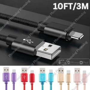 Fast Charger Cable Heavy Duty 10FT For iPhone 14 13 12 11 X XR 8 7 Charging Cord - Picture 1 of 18