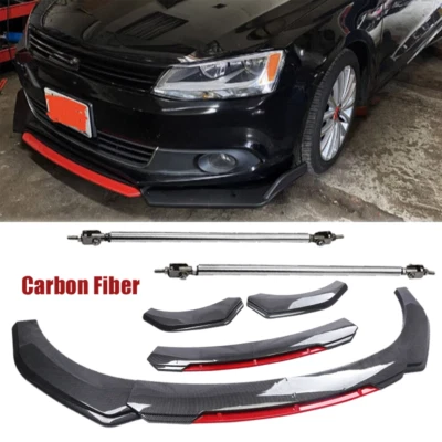 Front Bumper Lip Spoiler Splitter Strut Carbon Fibe For Volkswagen EOS 2007-2016 - Image 1 of 4