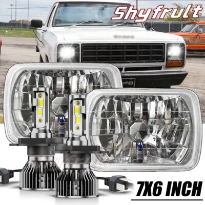 For Dodge D150 D250 D350 Ram 50 7X6" LED Headlights Hi-Lo DRL Turn Signal Lamp — 第 1/4 张图片