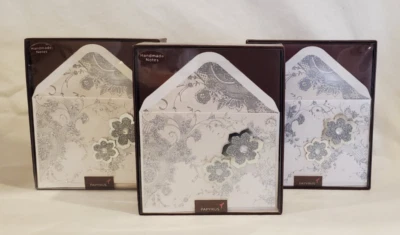 PAPYRUS Note Cards Glitzy Bling Silver Floral Wedding 25 Anniversary 3 Boxes 24 - Image 1 of 4