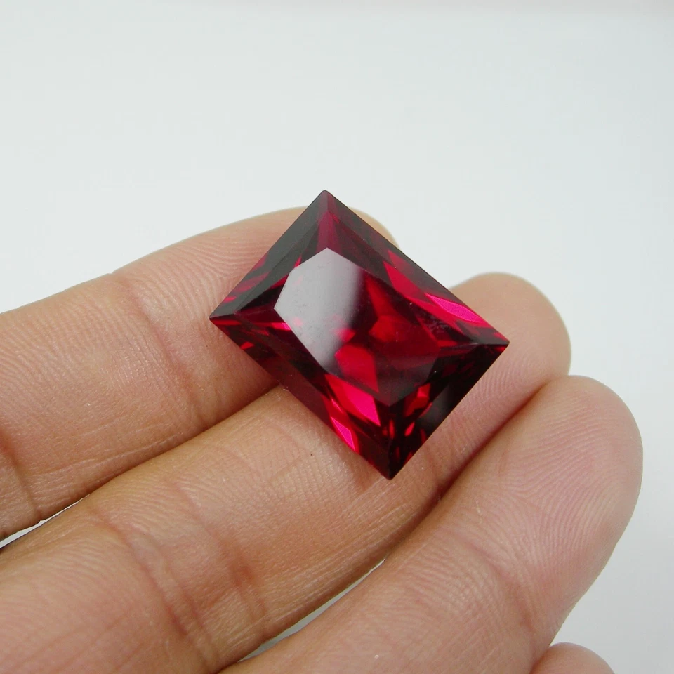 33.64 carats Princess 21x15mm Ruby Red Color Created Large Statement Gemstone - Image 1 of 4