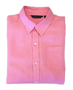 JANIE AND JACK Boy's 12 Long Sleeve Pink Linen Button Down Shirt - Picture 1 of 2