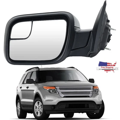 Espejo retrovisor lateral para Ford Explorer 2011-2015 lado del conductor manual plegable negro texturizado Foto 1 de 4