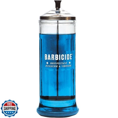 Tarro desinfectante BARBICIDA - Contenedor de inmersión de vidrio duradero con acero inoxidable Foto 1 de 4