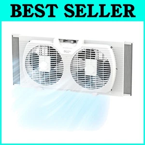 9" Twin Window Fan with Auto-Locking Expanders for Secure Ventilation & Cooling - Picture 1 of 10