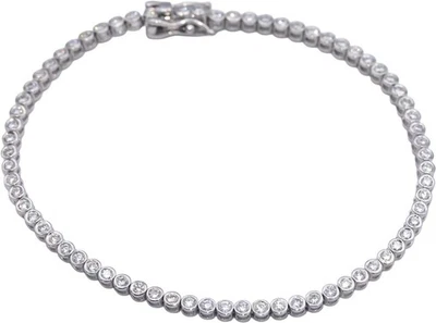 14k White Gold 1.70CT VS Round Bezel Set Diamond Tennis Bracelet - Image 1 of 4