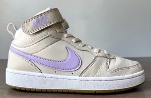 Nike Court Borough Mid 2 Sneakers Youth Size 6Y Beige Leather Lace Up Shoe - Picture 1 of 11