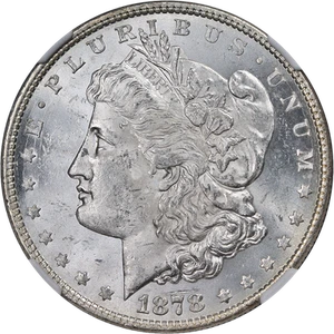 1878-P 8TF Morgan Silver Dollar NGC MS62 Blast White Nice Eye Appeal - Picture 1 of 4