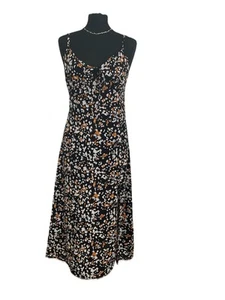Urban Outfitters Black Mix Floral Strappy Midi Dress Size M (10) - Picture 1 of 12