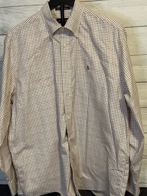 Camisa xadrez Nordstrom masculina L vermelha borgonha manga longa algodão botão para baixo - Imagem 1 de 4