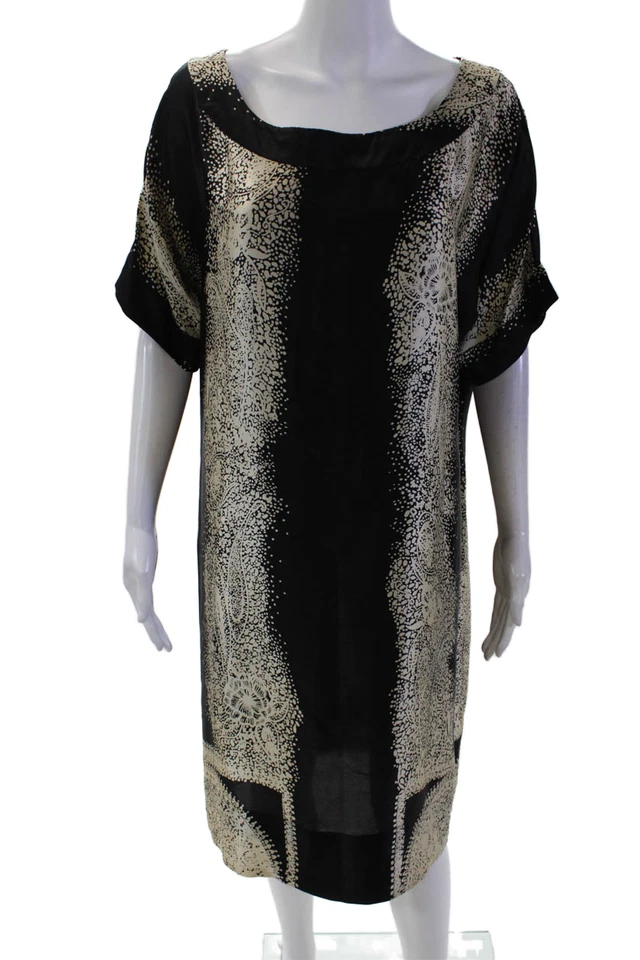 Vestido Pullover Paul & Joe Mujer Seda Cuello Redondo Hasta la Rodilla Negro Beige Talla 42 Foto 1 de 4