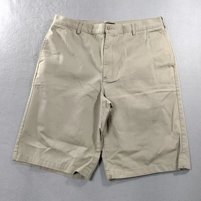 Lands End 直平前米色卡其色斜纹短裤男式 36 码 — 第 1/4 张图片