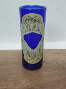 Tequila Corralejo Reposado Heavy Cobalt Blue 4.5" Shot Glass - Picture 1 of 6