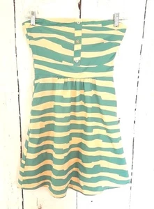 Francesca's Annabella Small Strapless Striped Dress Green Tan Lined Skater S - Picture 1 of 6