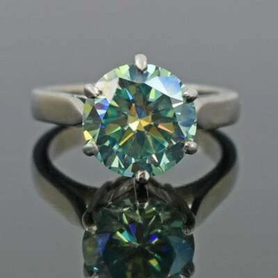 3CT Azul Tratados Anillo con Diamante Blanco Rodio Chapado Gran Shine Certified - Imagen 1 de 4