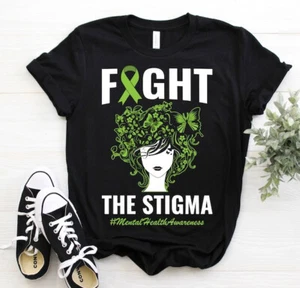 Fight The Stigma Mental Health Awareness Month Gift T-Shirt, Self Care, Depressi - Picture 1 of 7