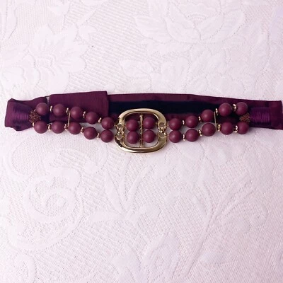 Cinturón Carolyn Tanner Designs Atlanta Vintage Cuentas Dorado Ciruela Púrpura Foto 1 de 4
