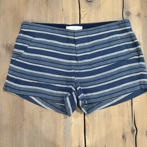 Joie Blue Striped Chino Shorts Women’s 100% Linen Size 2 - Picture 1 of 3