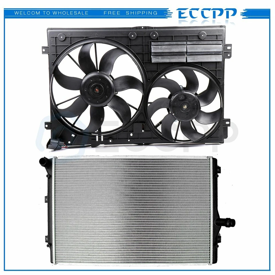 Fit for 07 Volkswagen GTI 08-09 Audi TT New Cooling Fan & 2822 Radiator Kit Foto 1 de 4