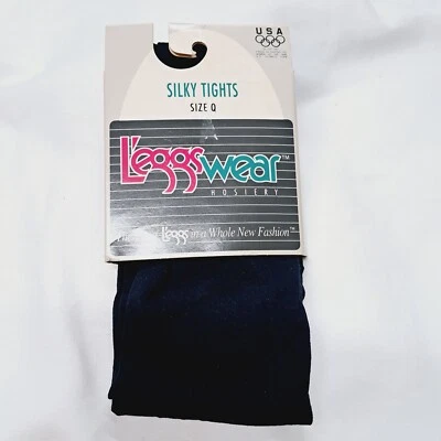 Par de Medias Leggs Wear Para Mujer Sedosas Azul Marino Talla Q Hechas en EE. UU. Años 90 Nos De Colección Foto 1 de 4