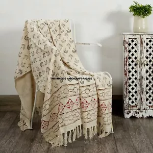 Handloomed Mud Cloth Throw Blanket Indian Quilt Hand Block African Printed Throw - Picture 1 of 3