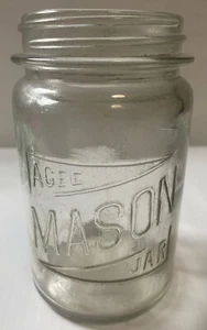 Agee Mason Jar Pint Glass Preserving Fruit Jar Straight AGM c1920s - Picture 1 of 24