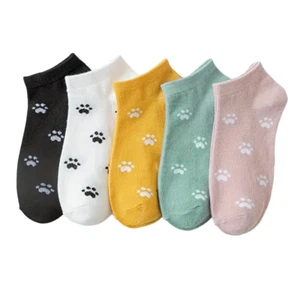 ANIMAL PAWS | Womens Low Cut Bears Dogs Cats Socks | One Size UK 4-7 EU 36-40 - Picture 1 of 7