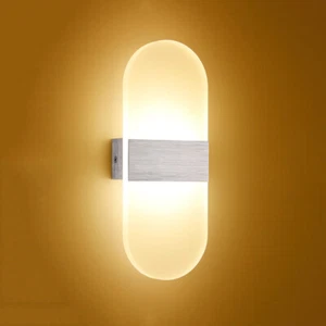 Up/Down 12W LED Wall Sconce Light Fixture Acrylic Bedside Lamp Brushed Corridor - Picture 1 of 23